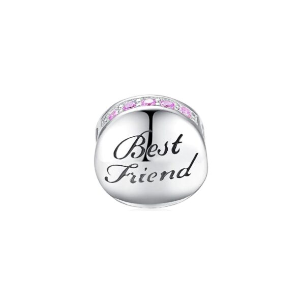 Символ Best Friend с розови кристали на бял фон
