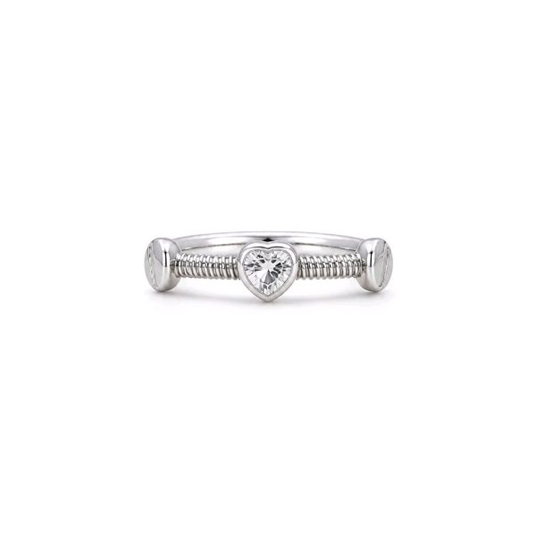 Сребърен пръстен три сърца – Promise ring, фронтален изглед
